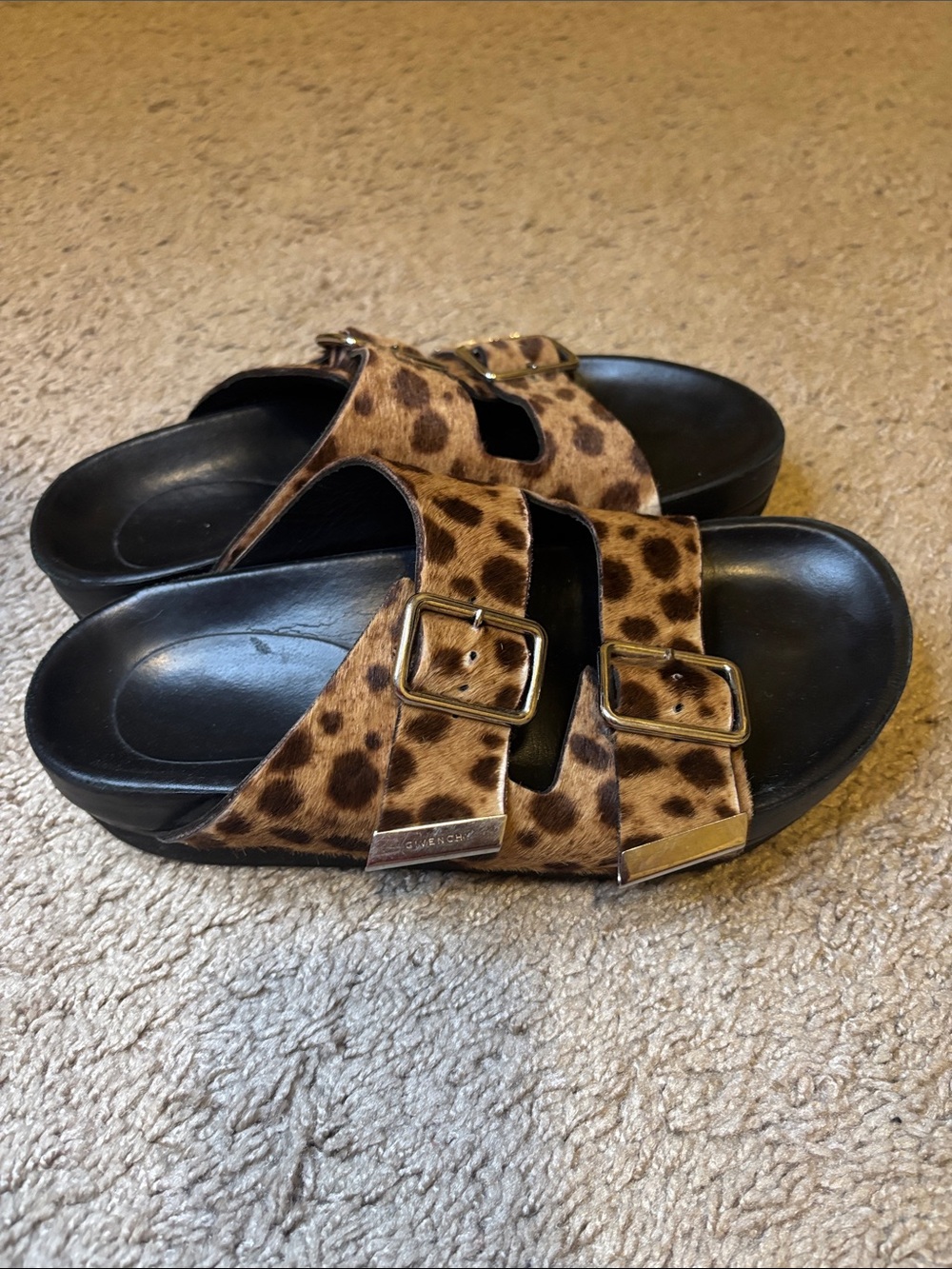 Givenchy Leopard Print Double-Buckle Slide Sandals - Women - Picture 4 of 5